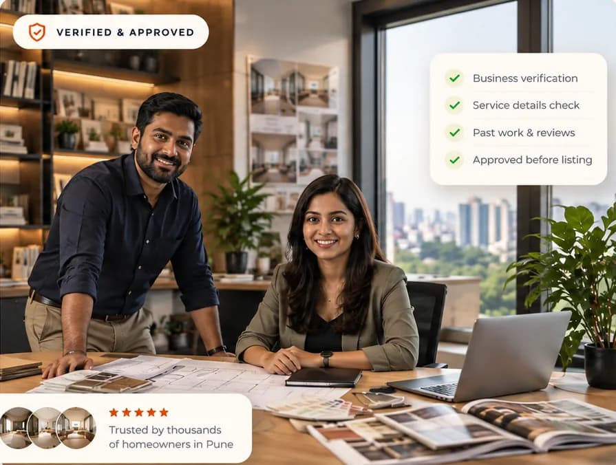 Two QuickFurno professionals reviewing plans